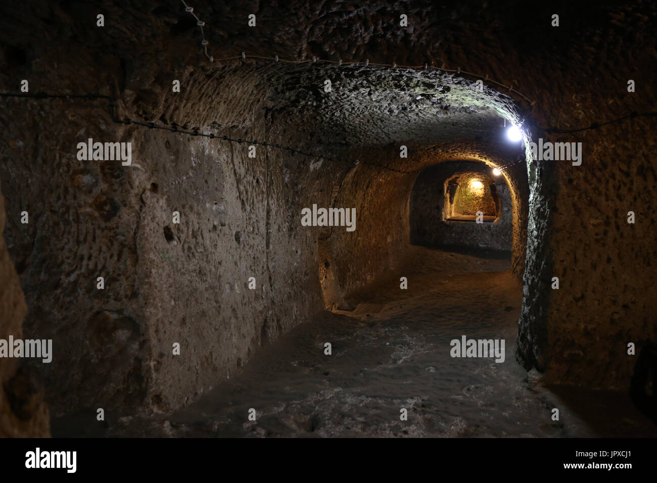 Ovaoren Città sotterranea in Cappadocia, Nevsehir, Turchia Foto Stock
