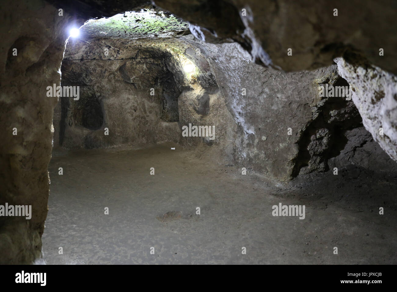 Ovaoren Città sotterranea in Cappadocia, Nevsehir, Turchia Foto Stock