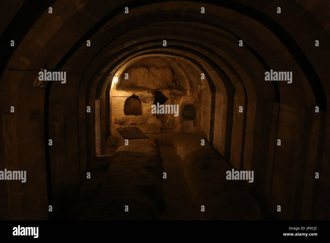 Ovaoren Città sotterranea in Cappadocia, Nevsehir, Turchia Foto Stock