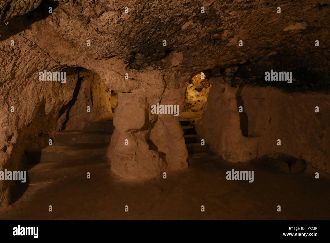 Ovaoren Città sotterranea in Cappadocia, Nevsehir, Turchia Foto Stock
