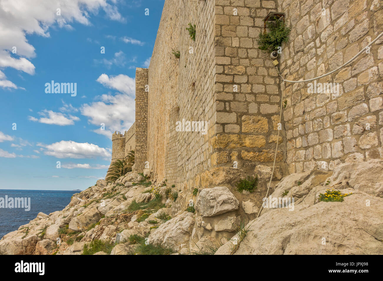 Mura della città al di fuori di Dubrovnik Croazia Foto Stock