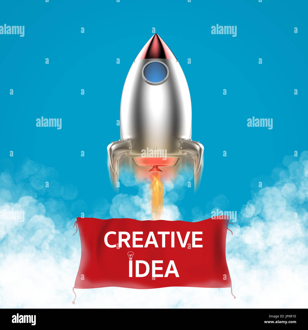 Idea creativa banner appesi con lo space shuttle Foto Stock
