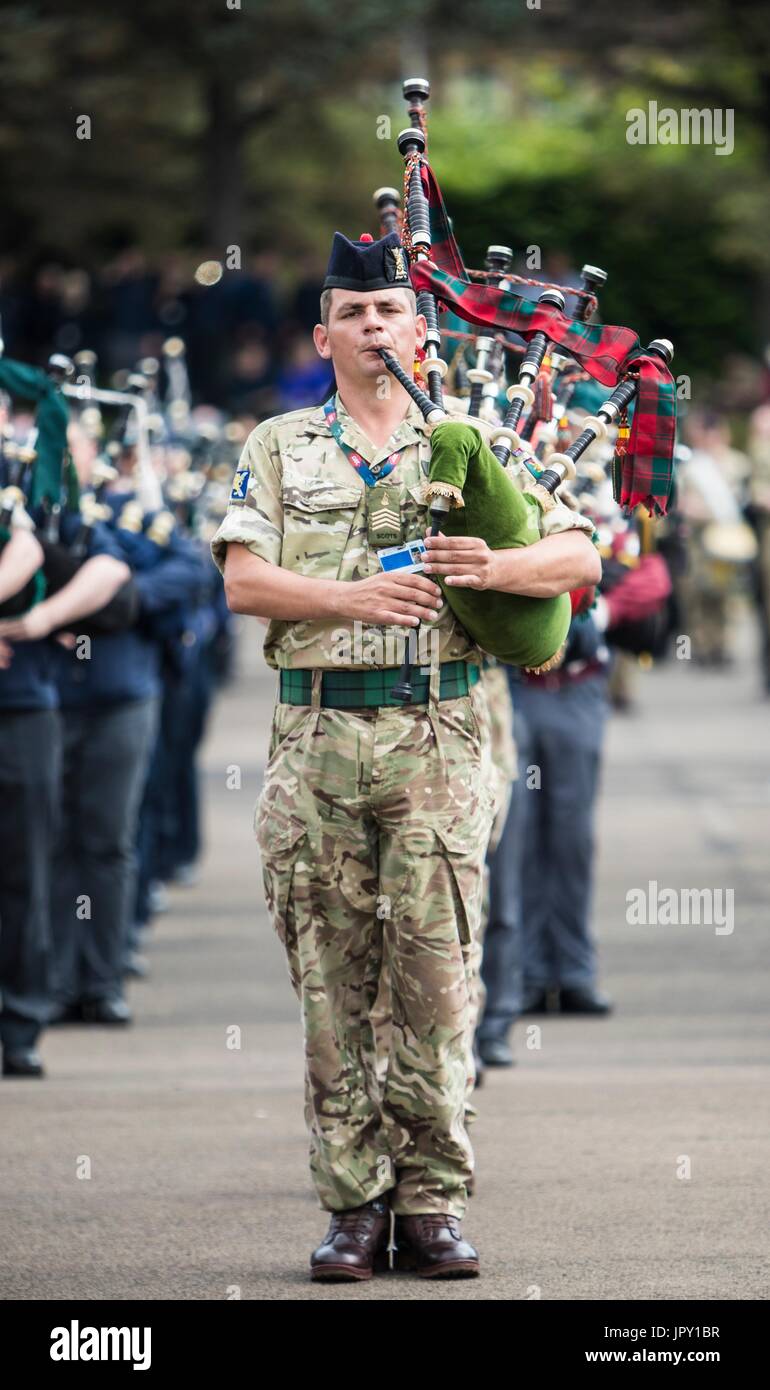 Edinburgh, Regno Unito. 2 agosto, 2017. La Princess Royal Princess Anne hanno partecipato alla prova finale del Royal Edinburgh Tattoo militare a Redford Caserma a Edimburgo. Credito: ricca di Dyson/Alamy Live News Foto Stock