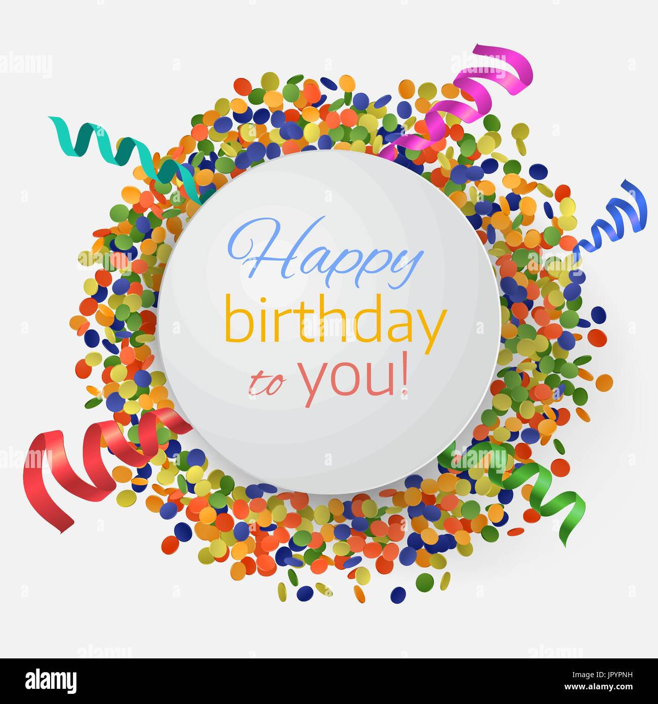 Coriandoli colorati sfondo con piastra rotonda. Buon Compleanno a voi!  Illustrazione Vettoriale Immagine e Vettoriale - Alamy