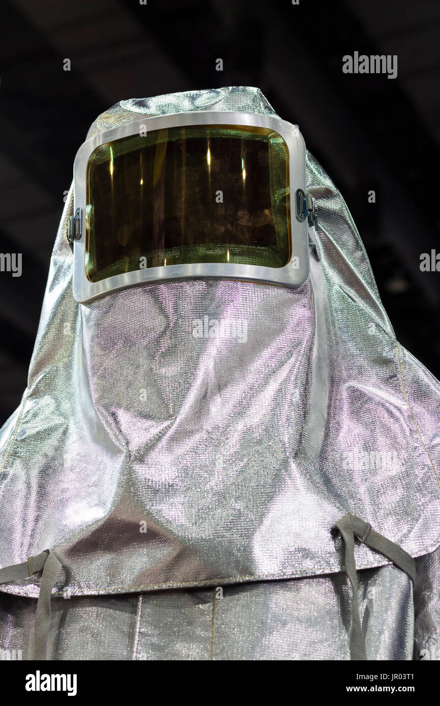 La parte superiore del materiale resistente al fuoco adatti per il pompiere;tuta di protezione Foto Stock