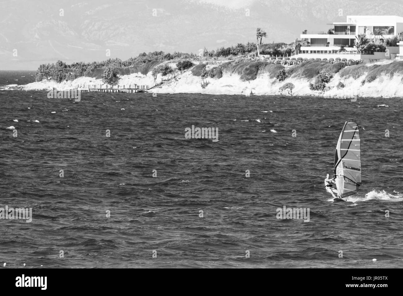 Wind surf in Turchia - In bianco e nero Foto Stock