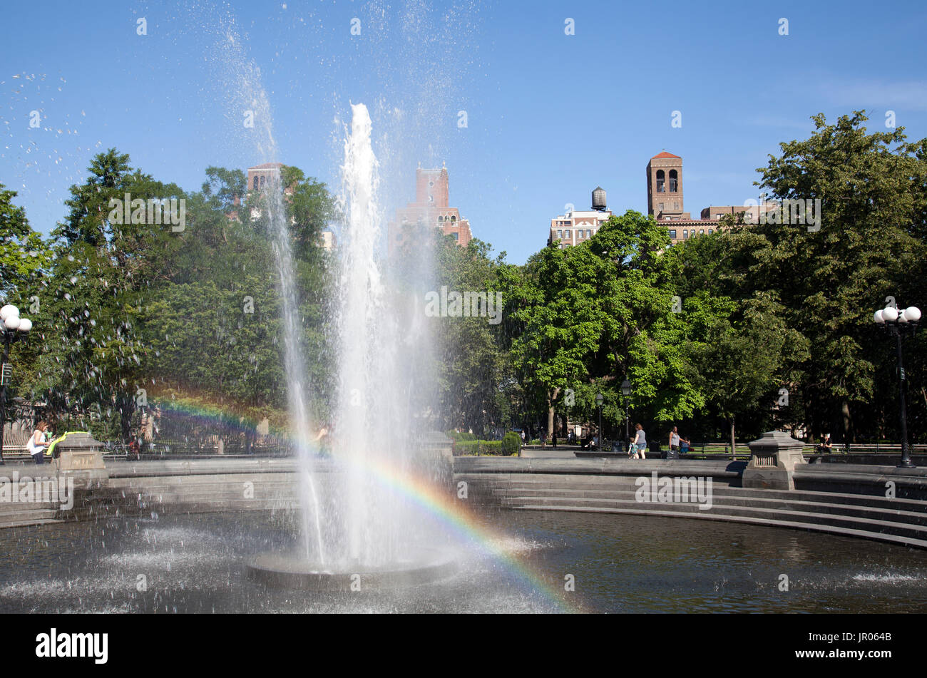 Washington Square Park Fontana in Lower Manhattan - New York - USA Foto Stock