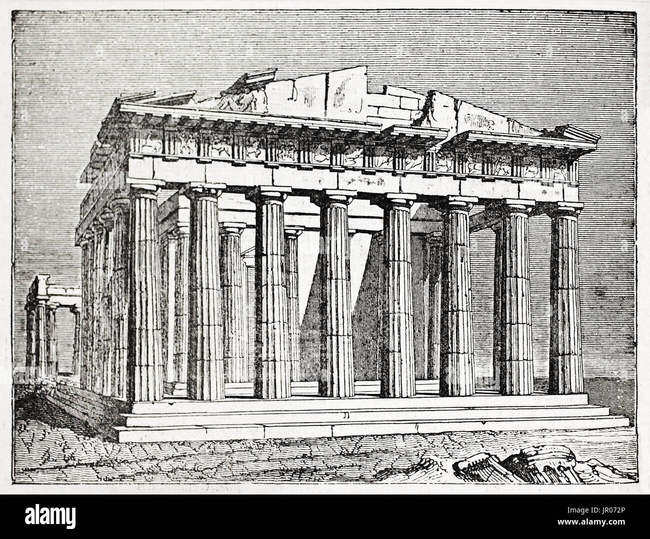 Vecchia illustrazione del Partenone, sull'Acropoli di Atene, Grecia. Autore ignoto, pubblicato il Magasin pittoresco, 1833. Foto Stock