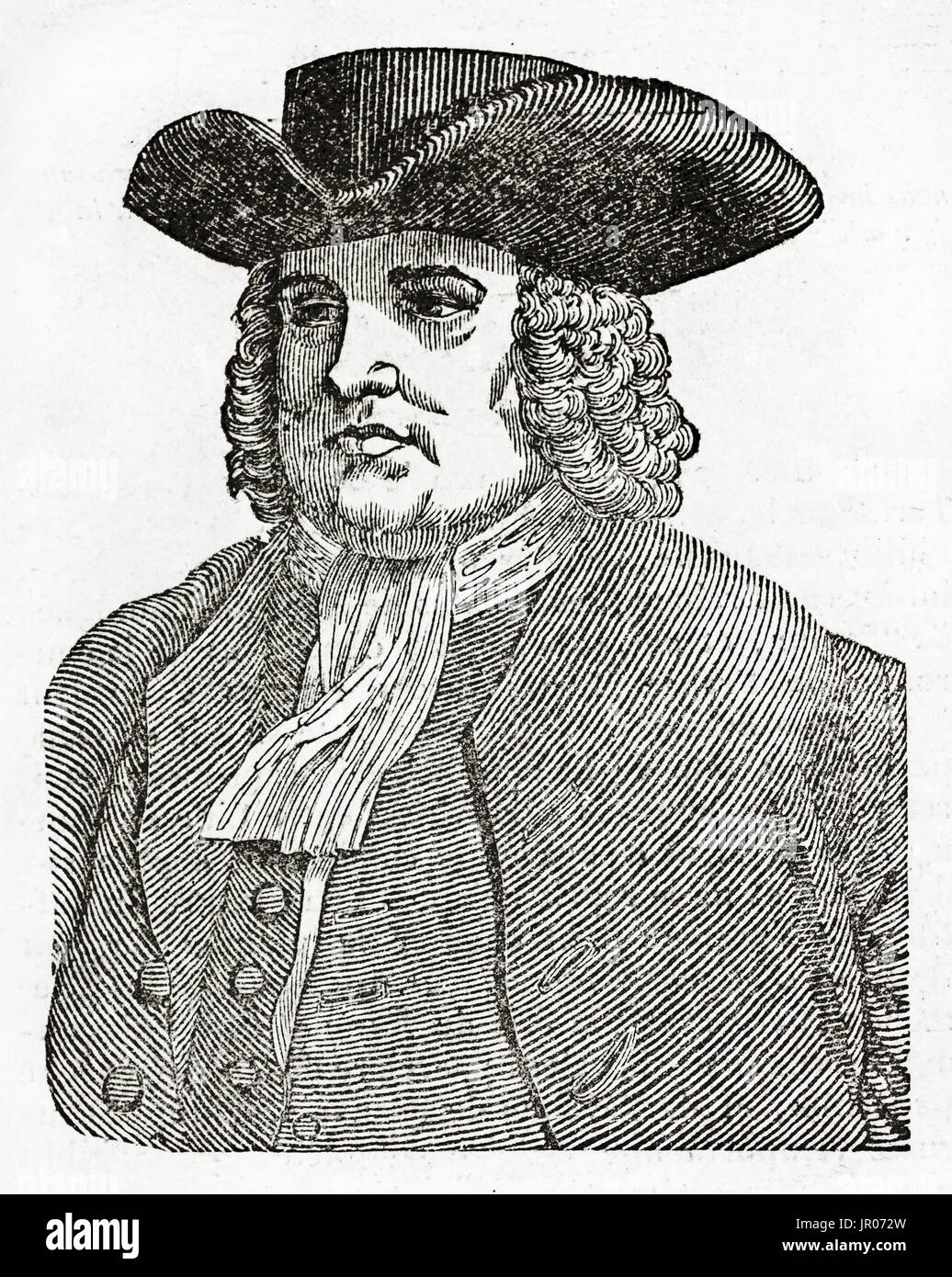 Vecchio ritratto inciso di William Penn ( 1644 - 1718), fondatore della Provincia di Pennsylvania. Da autore non identificato, pubblicato il Magasin Pittoresqu Foto Stock