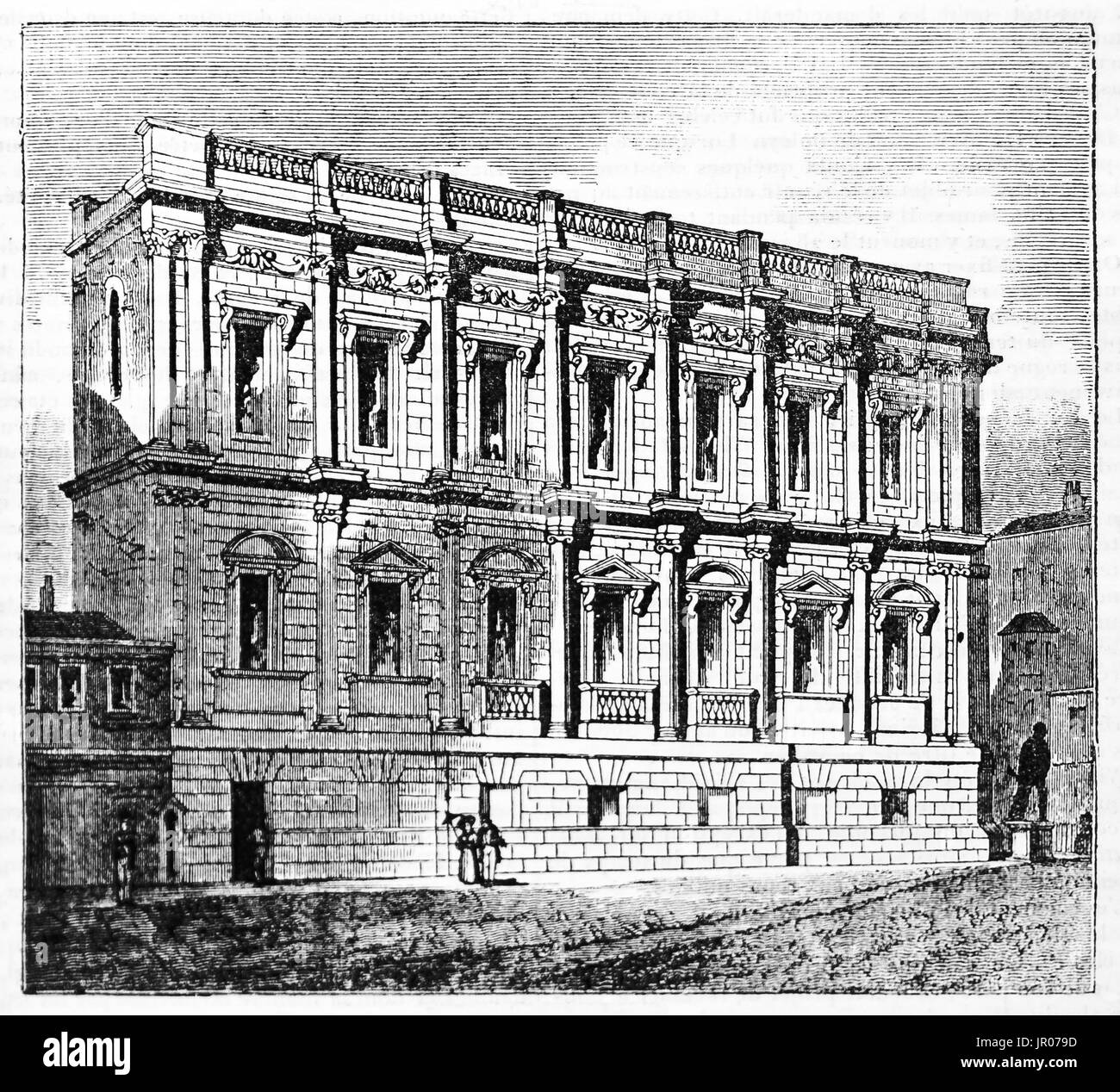 Vecchio vista di Banqueting House di Whitehall, Londra. Da autore non identificato, pubblicato il Magasin pittoresco, Parigi, 1833. Foto Stock
