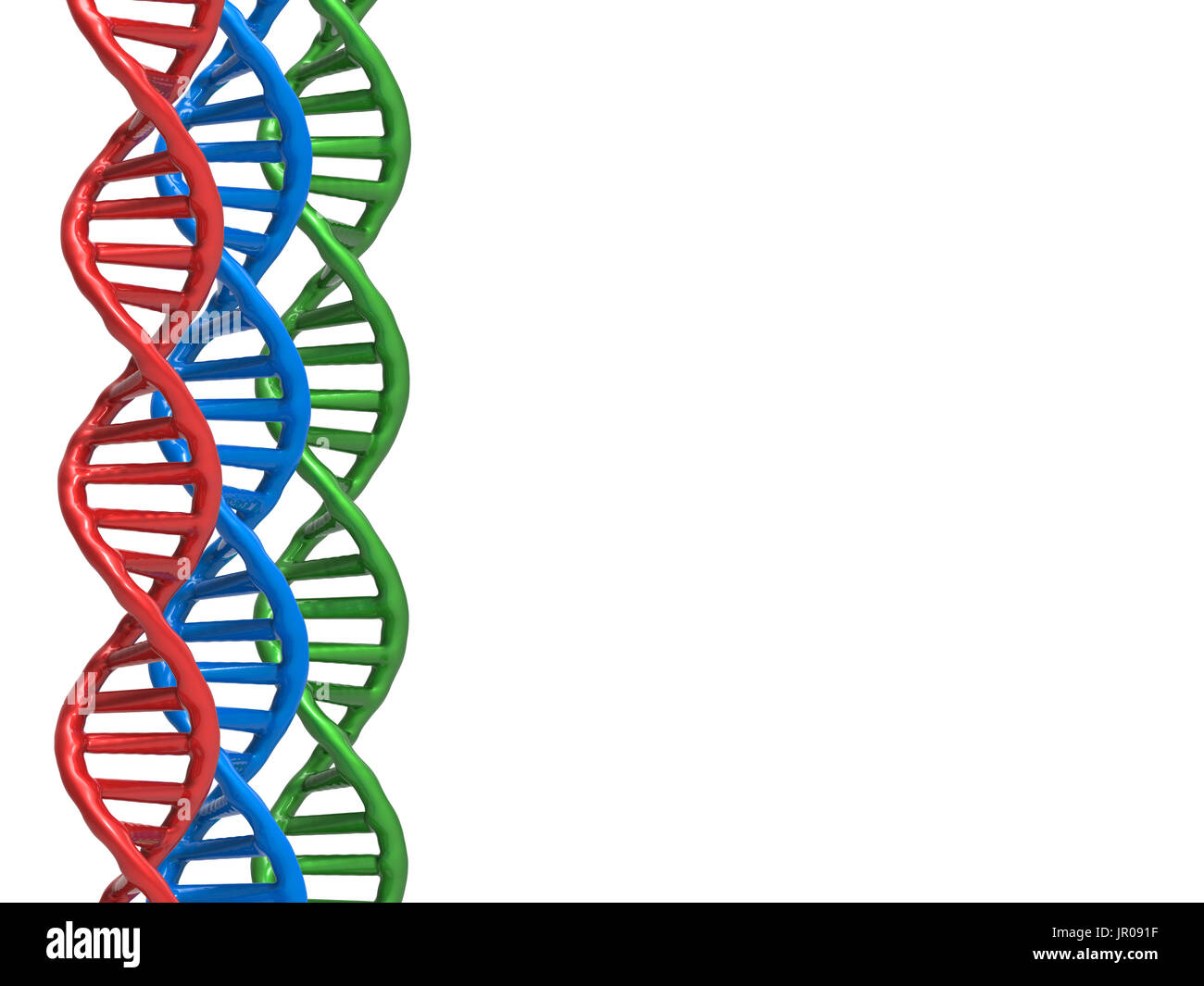 Il rendering 3d la struttura del DNA o DNA Helix su sfondo bianco Foto Stock