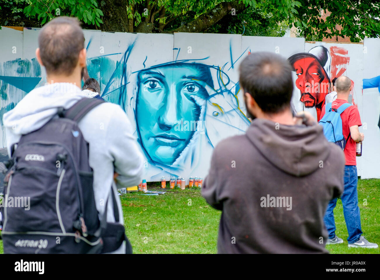 Illustrazione dipinta in Bristol per la Upfest 2017 festival,più grande d'Europa Street Art & Graffiti festival è raffigurato sulle strade di Bristol. Foto Stock