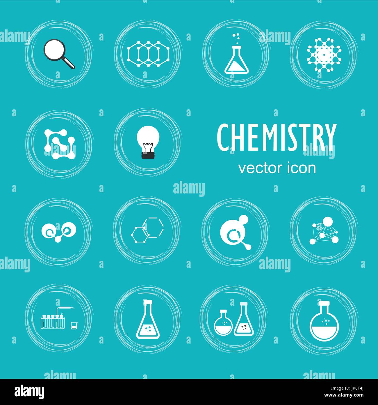 Set di icone vettoriali in chimica Illustrazione Vettoriale