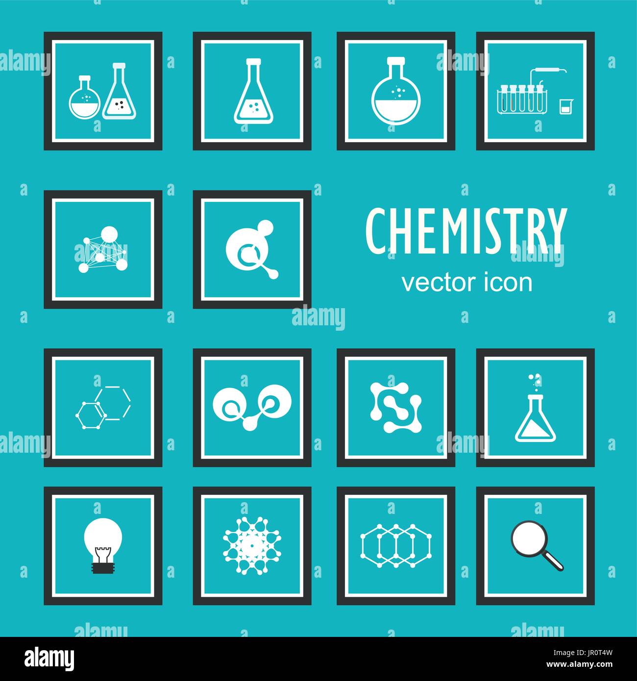 Set di icone vettoriali in chimica Illustrazione Vettoriale