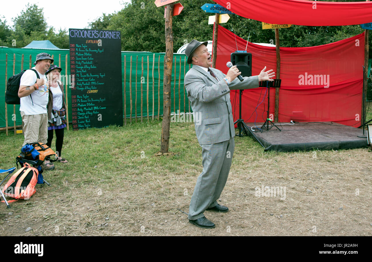 Angolo Crooners festival di Glastonbury Regno Unito Foto Stock