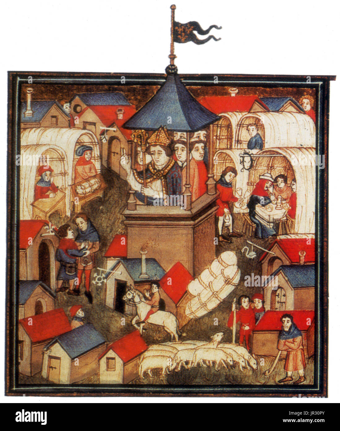 Benedizione medievale e la fiera mercato,XIV secolo Foto Stock