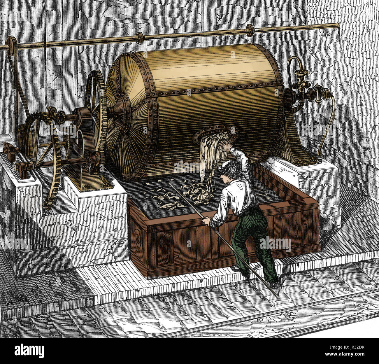 Papermaking,Rag macchina per carta,del XIX secolo Foto Stock