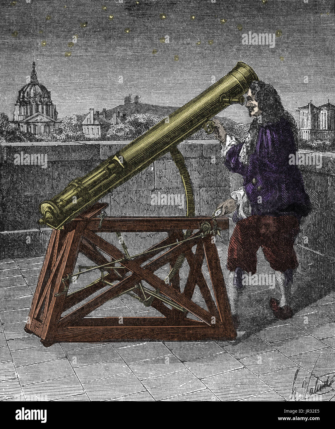 Telescopio newtoniano, XVII secolo Foto Stock