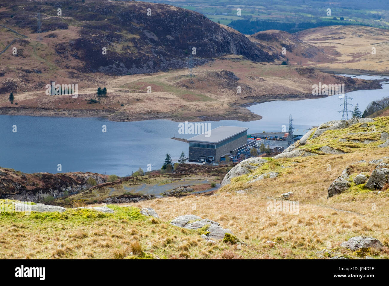 Ffestiniog power station da Tan-y-Grisiau serbatoio nella valle di Ffestiniog una pompata-storage schema di energia idroelettrica. Snowdonia Wales UK Foto Stock