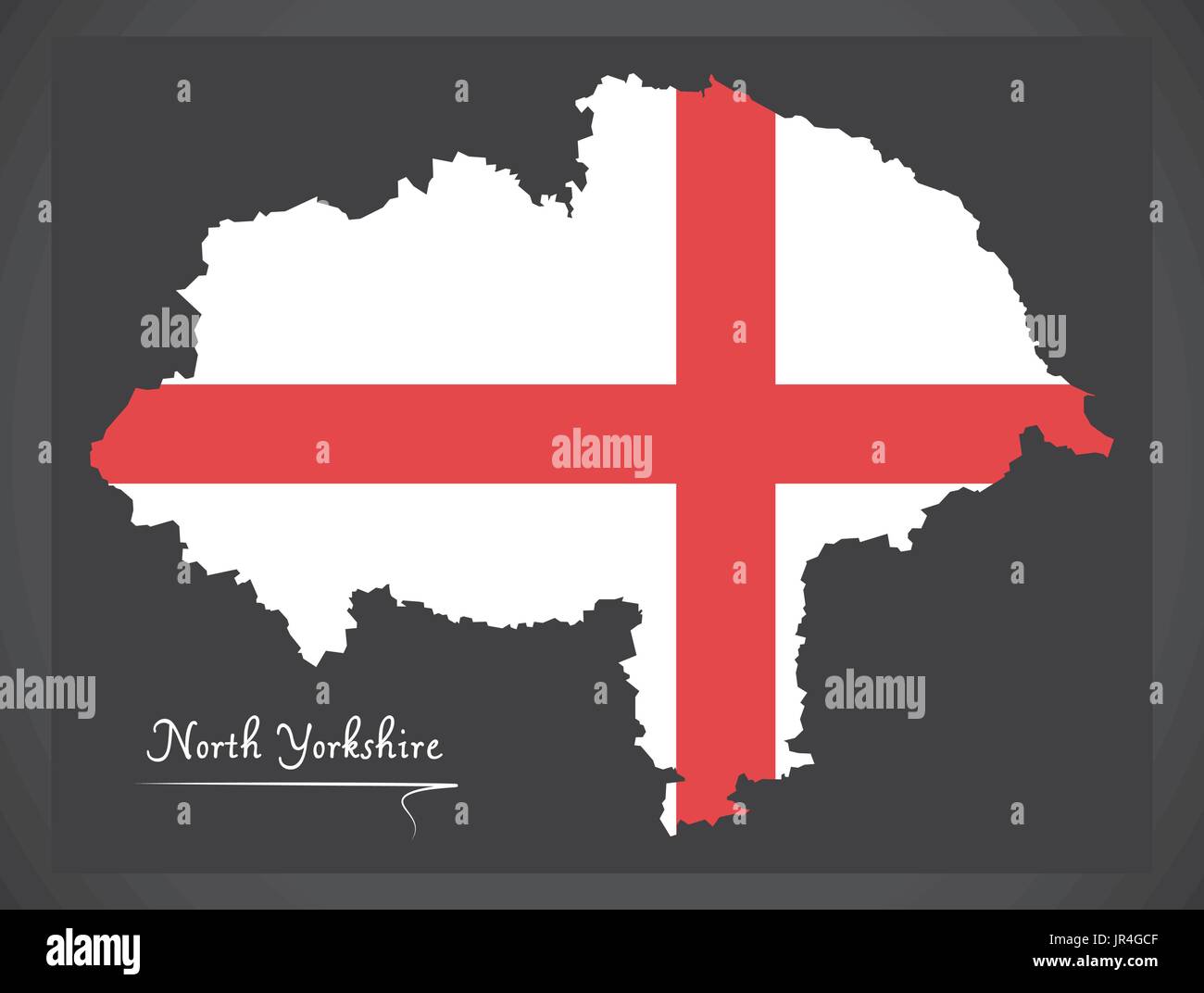 North Yorkshire mappa Inghilterra inglese con bandiera nazionale illustrazione Illustrazione Vettoriale