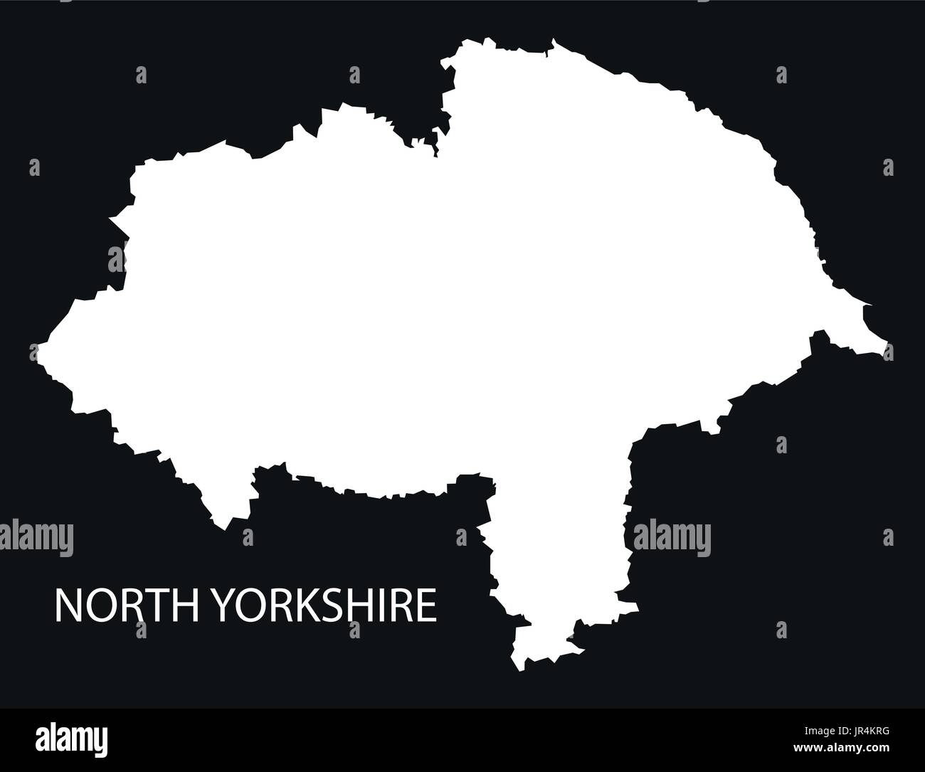North Yorkshire England Regno Unito mappa black invertito illustrazione silhouette Illustrazione Vettoriale