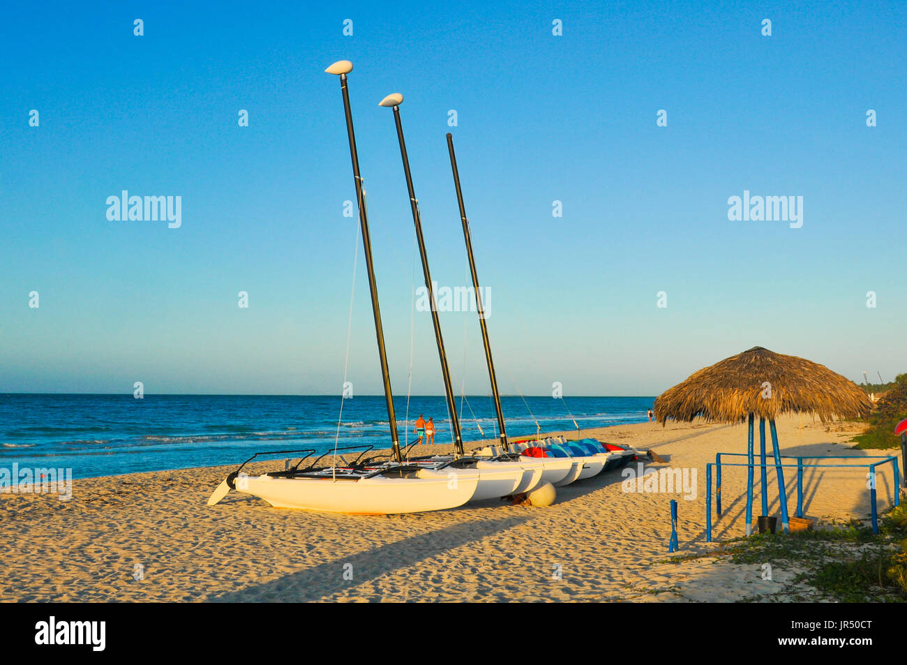 Barche al tramonto a Varadero, Cuba Foto Stock