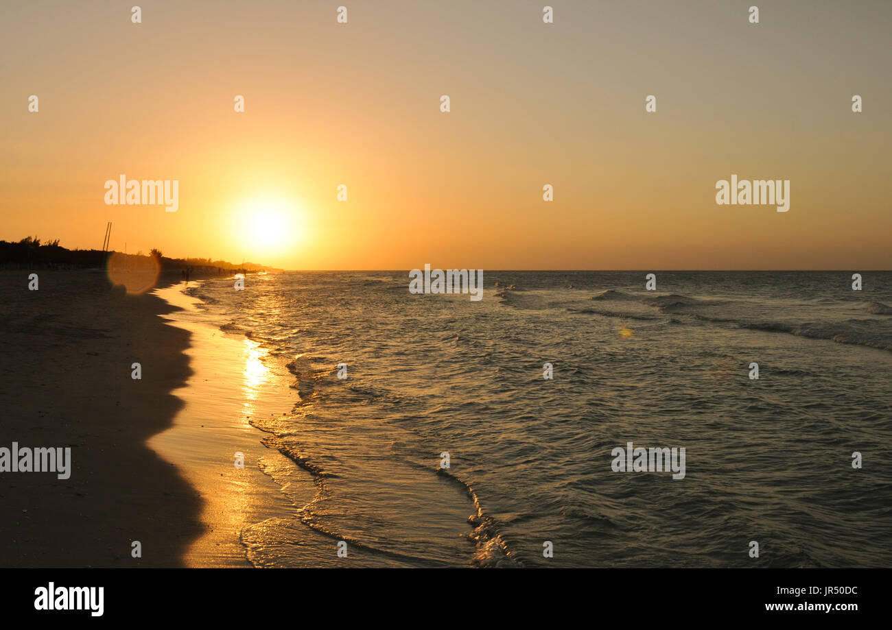 La vista del tramonto a Varadero, Cuba Foto Stock