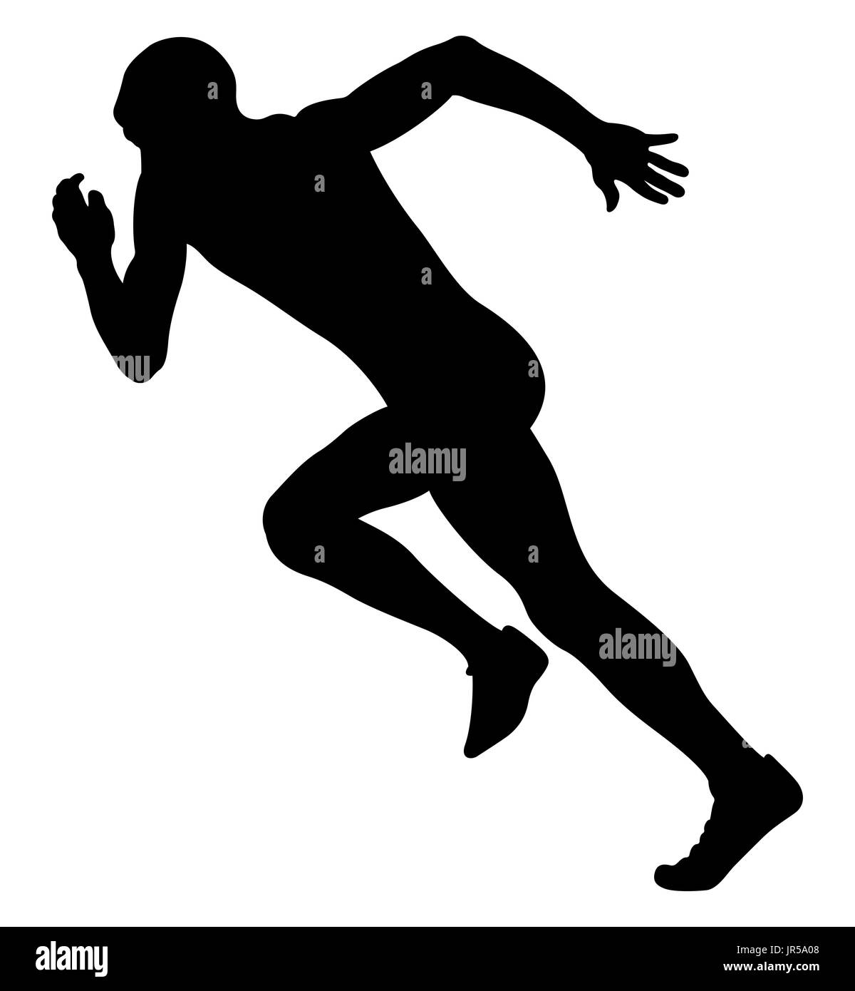 Avvio esplosivo sprinter runner atleta silhouette nera Foto Stock