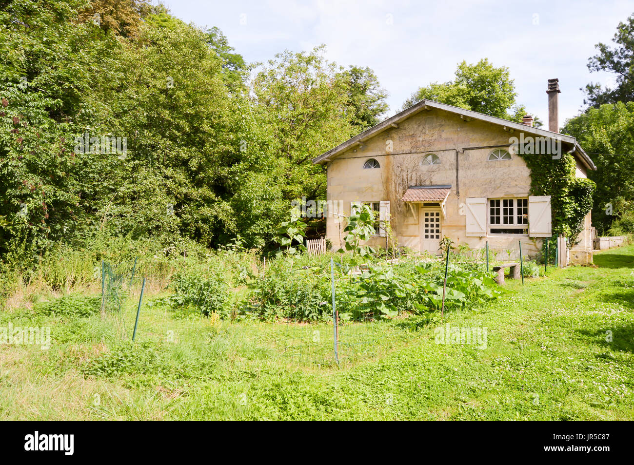 Cottage in una foresta con un piccolo orto nel dipartimento della Mosa in Francia Foto Stock
