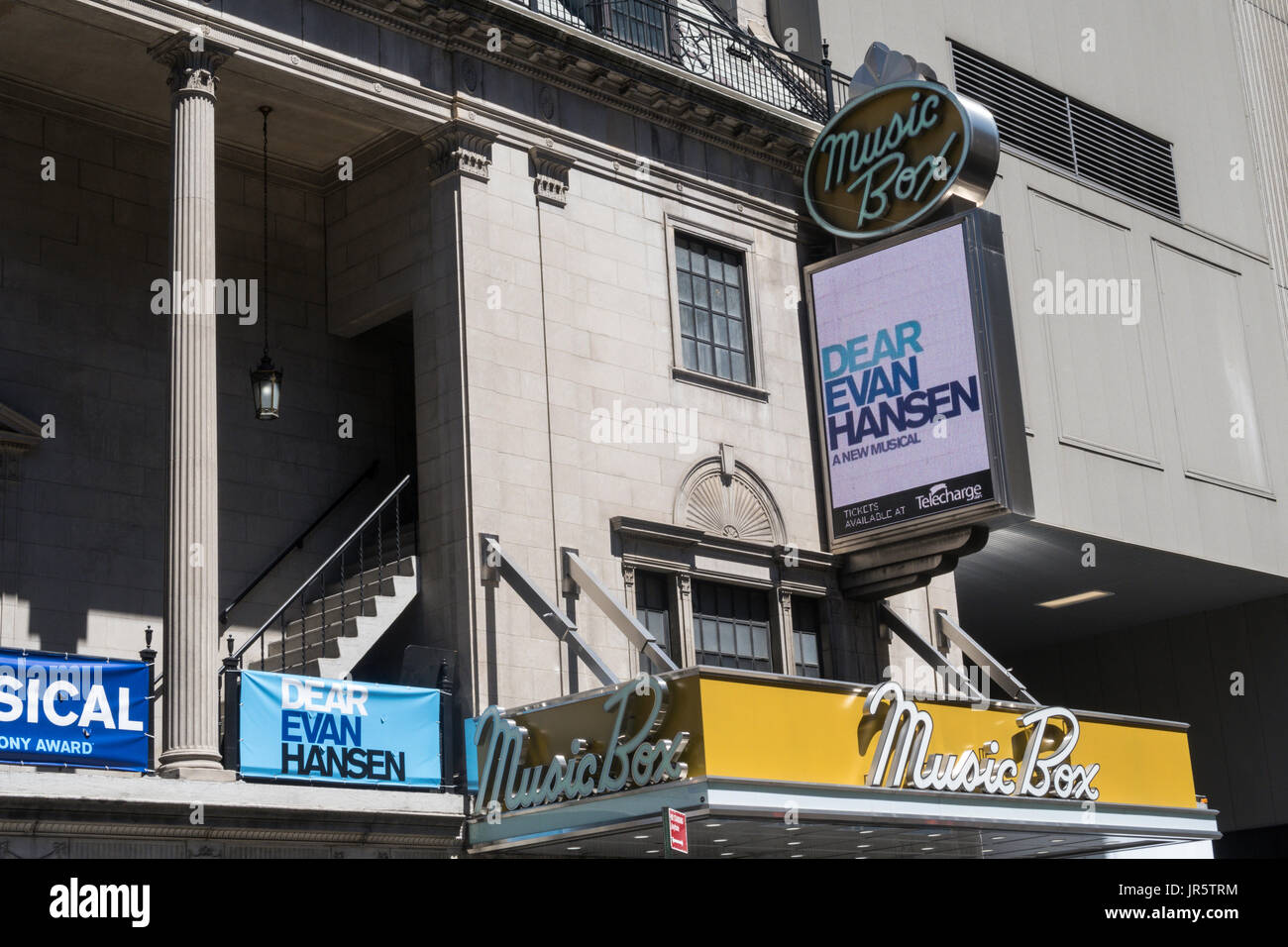 Music Box Theatre Marquee, Times Square a New York City, Stati Uniti d'America Foto Stock