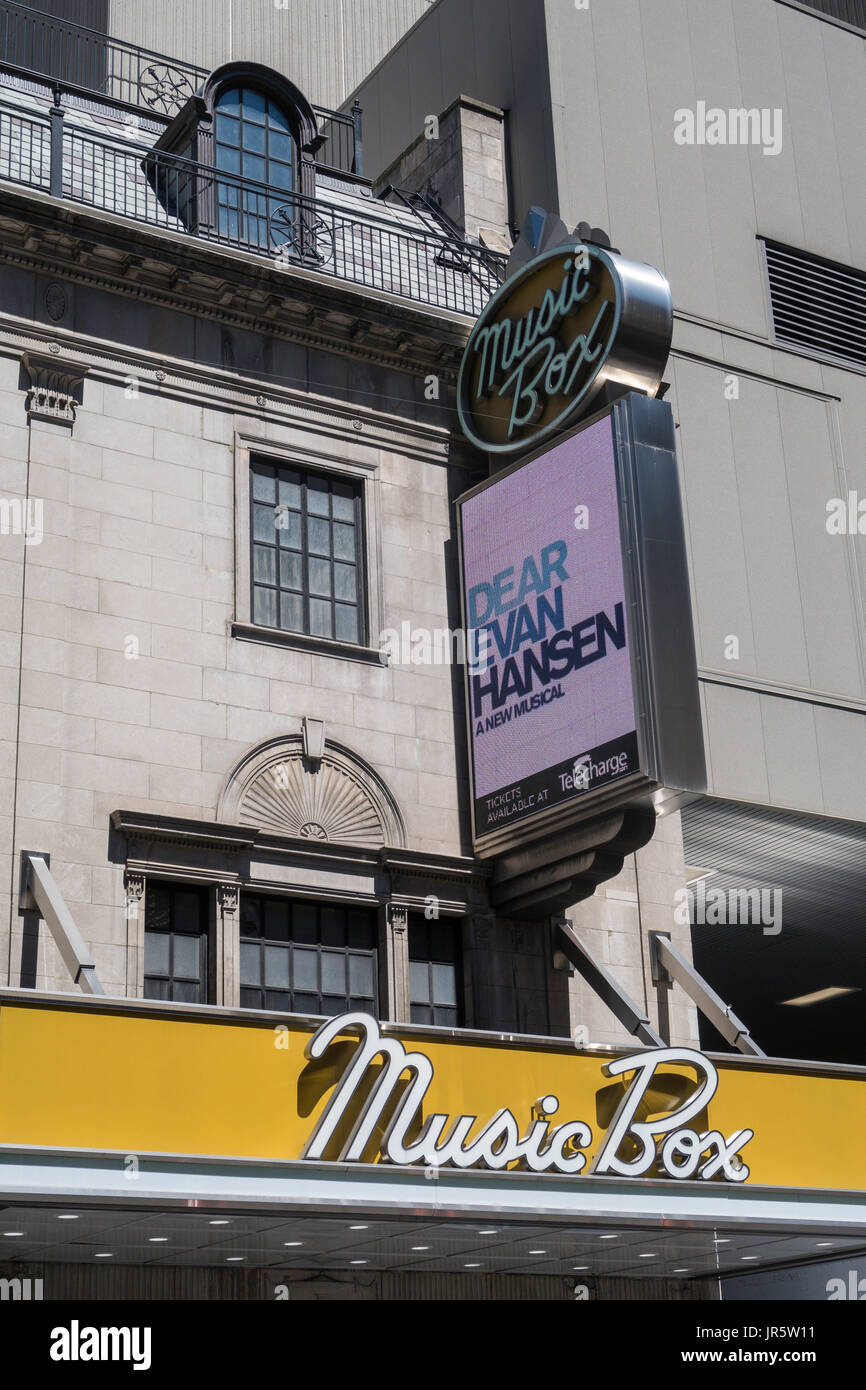 Music Box Theatre Marquee, Times Square a New York City, Stati Uniti d'America Foto Stock
