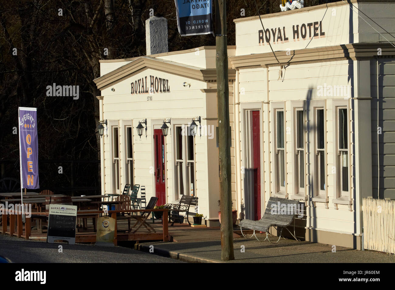 Royal Hotel (1878), Naseby, Maniototo di Central Otago, Isola del Sud, Nuova Zelanda Foto Stock