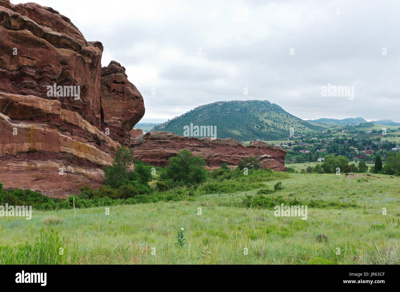 Red Rocks Parco e la gamma della montagna di Jefferson county colorado Foto Stock