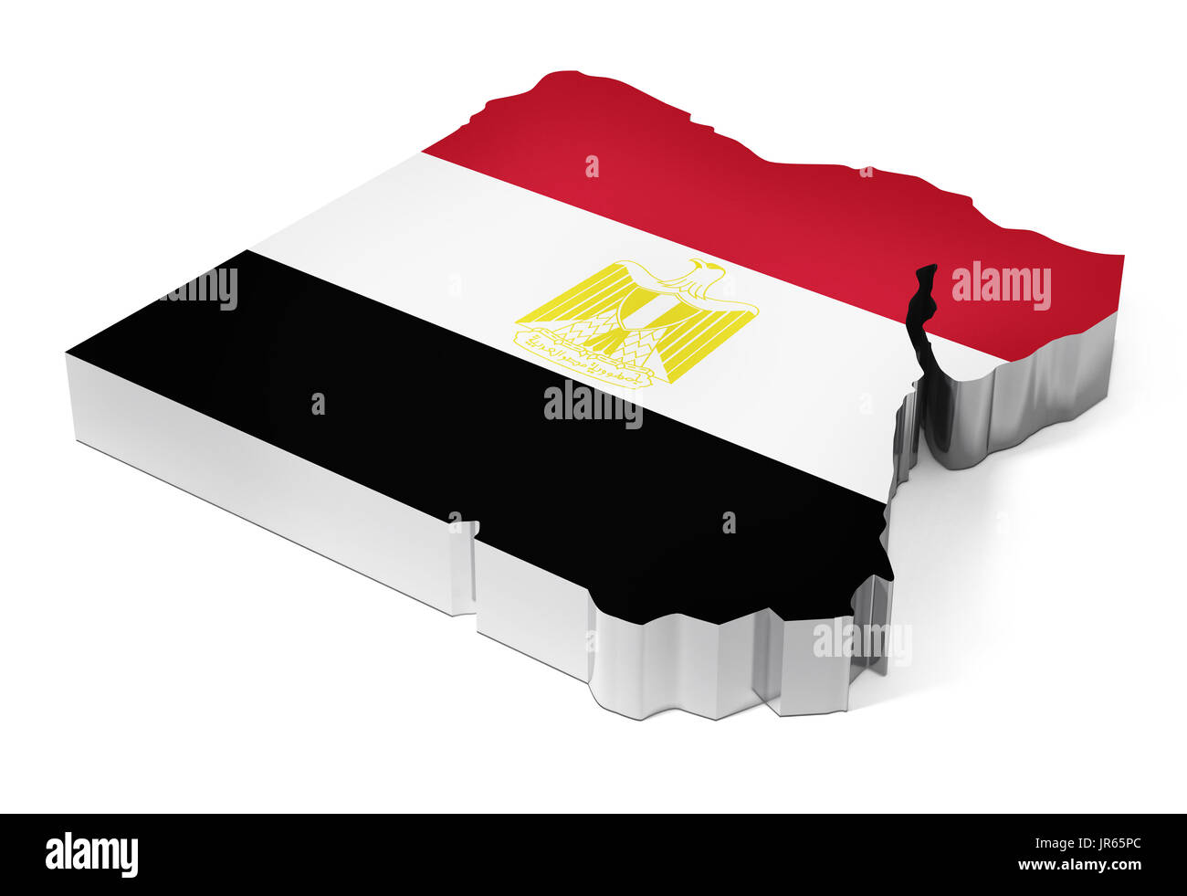 Mappa Egypy coperto con bandiera texture. 3D'illustrazione. Foto Stock