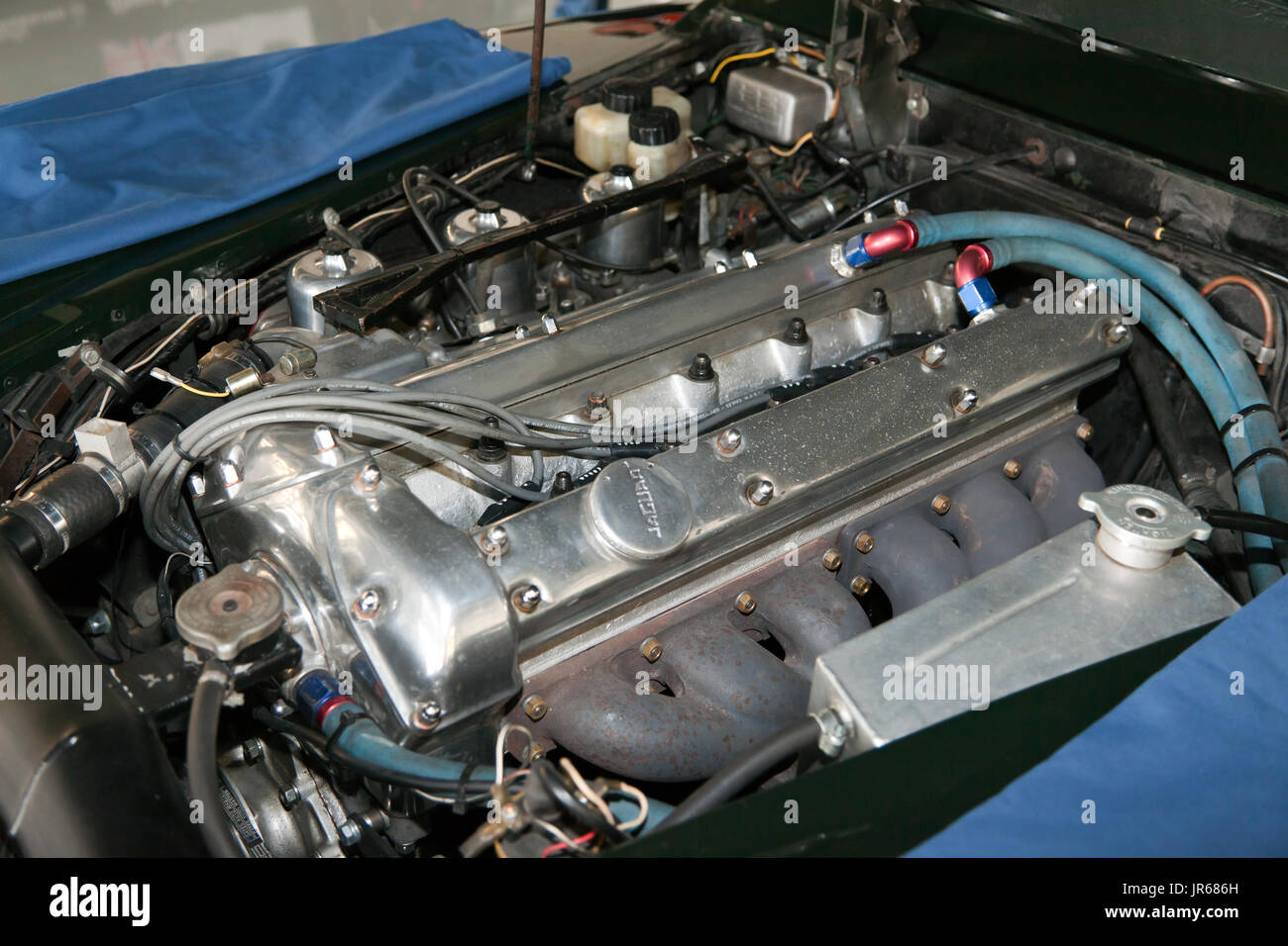 Close-up di un 1958 Jaguar XK150 Motore Foto Stock