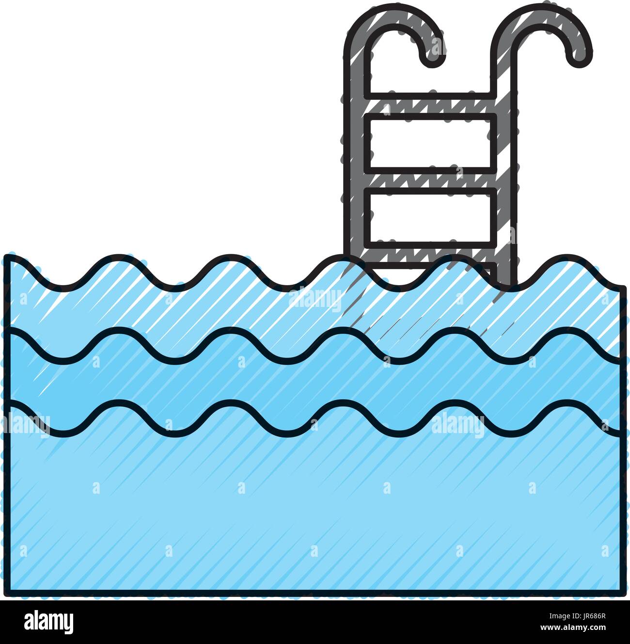 Piscina con icona di scale Illustrazione Vettoriale