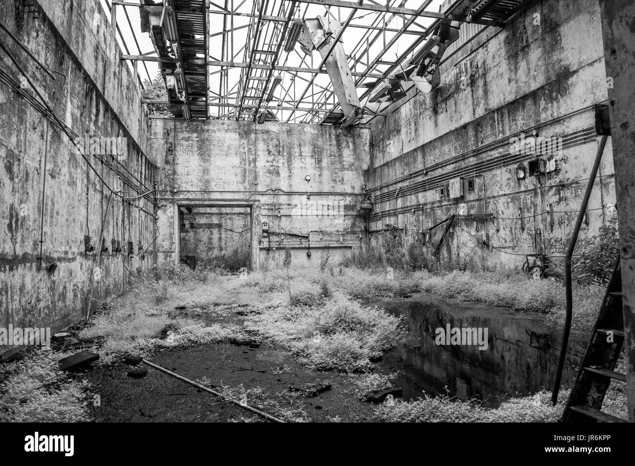 Il abbandonato A.W.R.E. sito su Orford Ness, Suffolk. Foto Stock