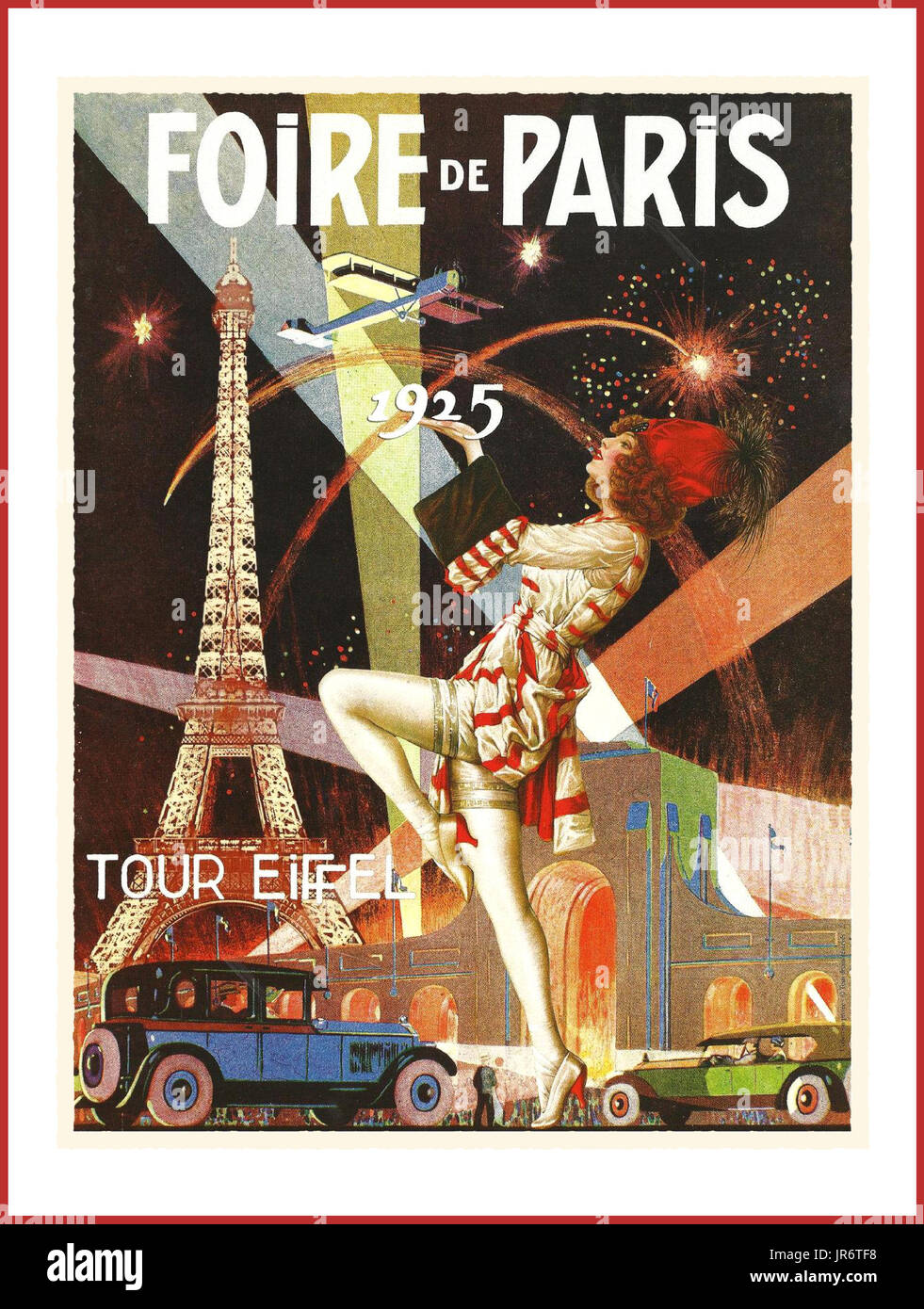VINTAGE PARIGI POSTER francese vintage travel art deco stampa poster da 1920, la pubblicità della fiera di Parigi." Foire de Paris" 1925 Foto Stock