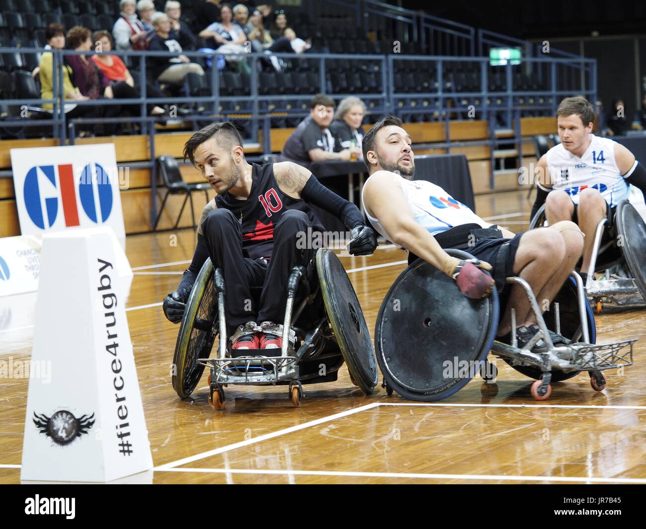 2017 GIO Rugby in carrozzina Campionato Nazionale e Gio 2018 IWRF sedia a rotelle Rugby World Championship Test ufficiale evento - NSW vs Canada Foto Stock