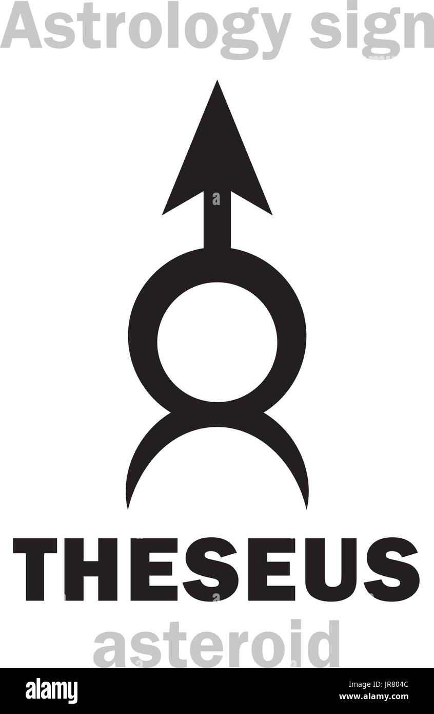 Alfabeto astrologia: Teseo, asteroide. Caratteri geroglifici segno (simbolo unico). Illustrazione Vettoriale