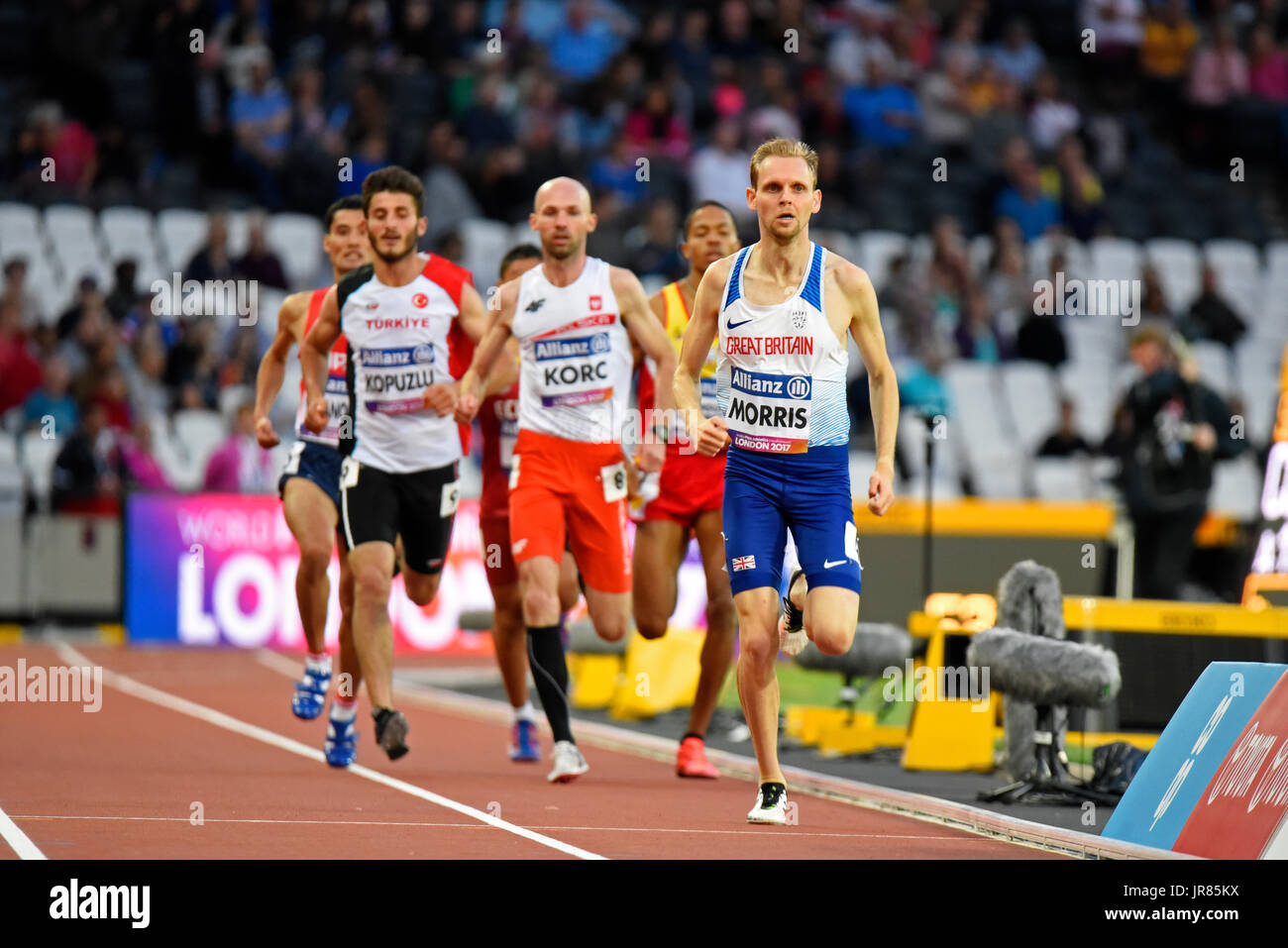 Steve Morris gareggia nel T20 800m al World Para Athletics Championships, London Stadium Foto Stock