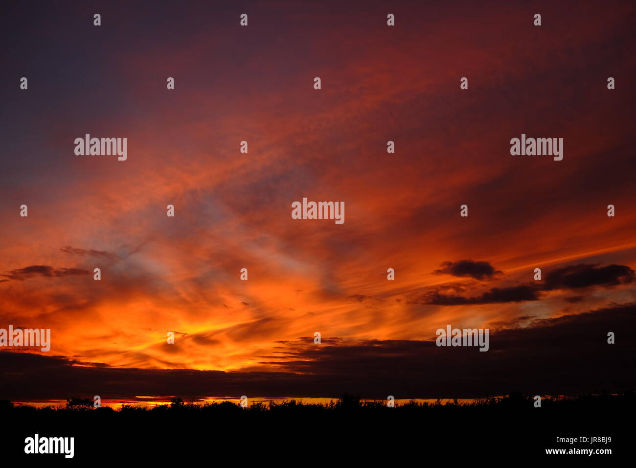 Una spettacolare Agosto Sunset over Chapel St Leonards in Lincolnshire Foto Stock