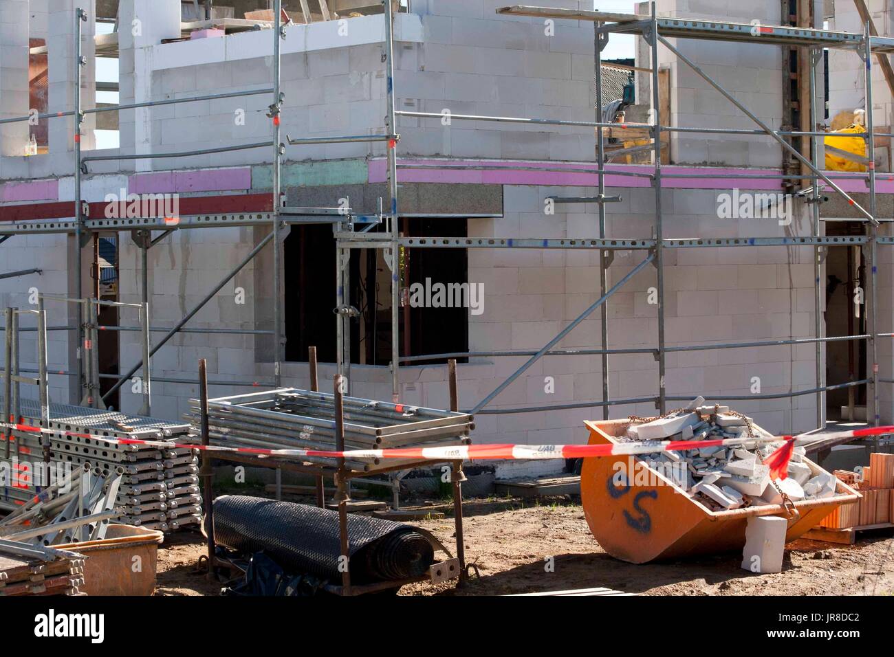 Casa in costruzione, luogo di lavoro Foto Stock