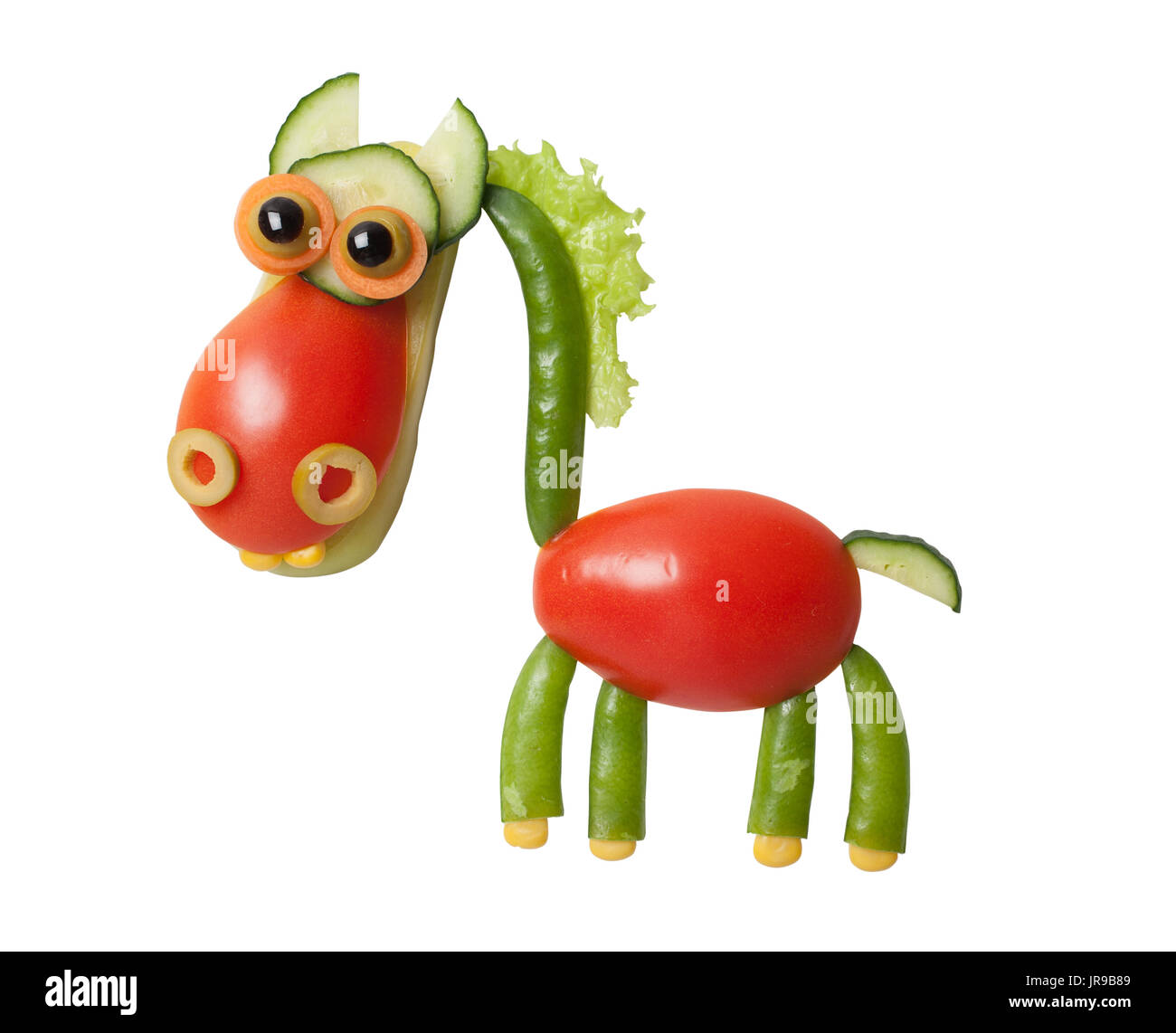 Funny cavallo in vari ortaggi freschi Foto Stock