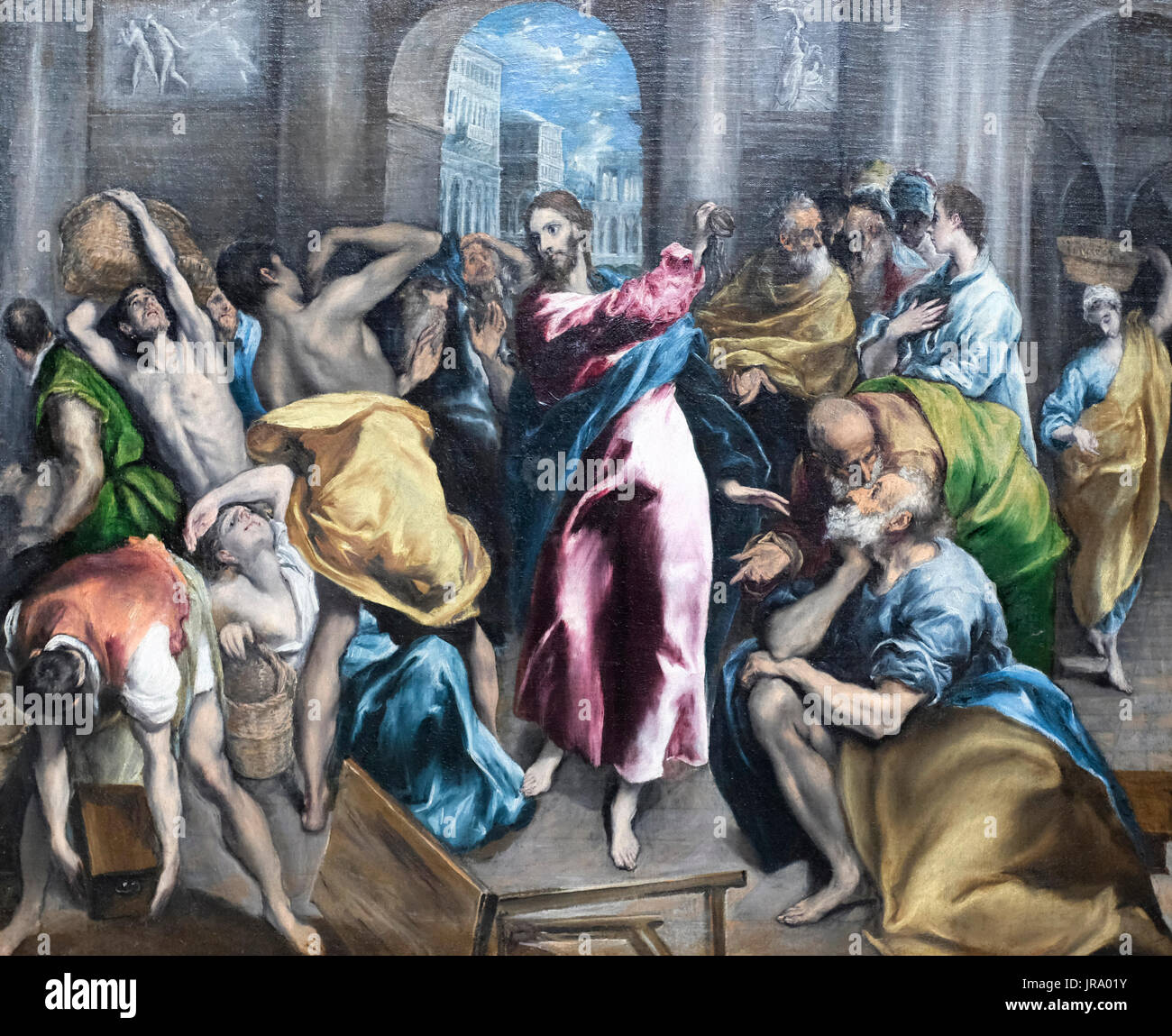 Cristo guida i commercianti dal tempio, circa 1600 - El Greco Foto Stock