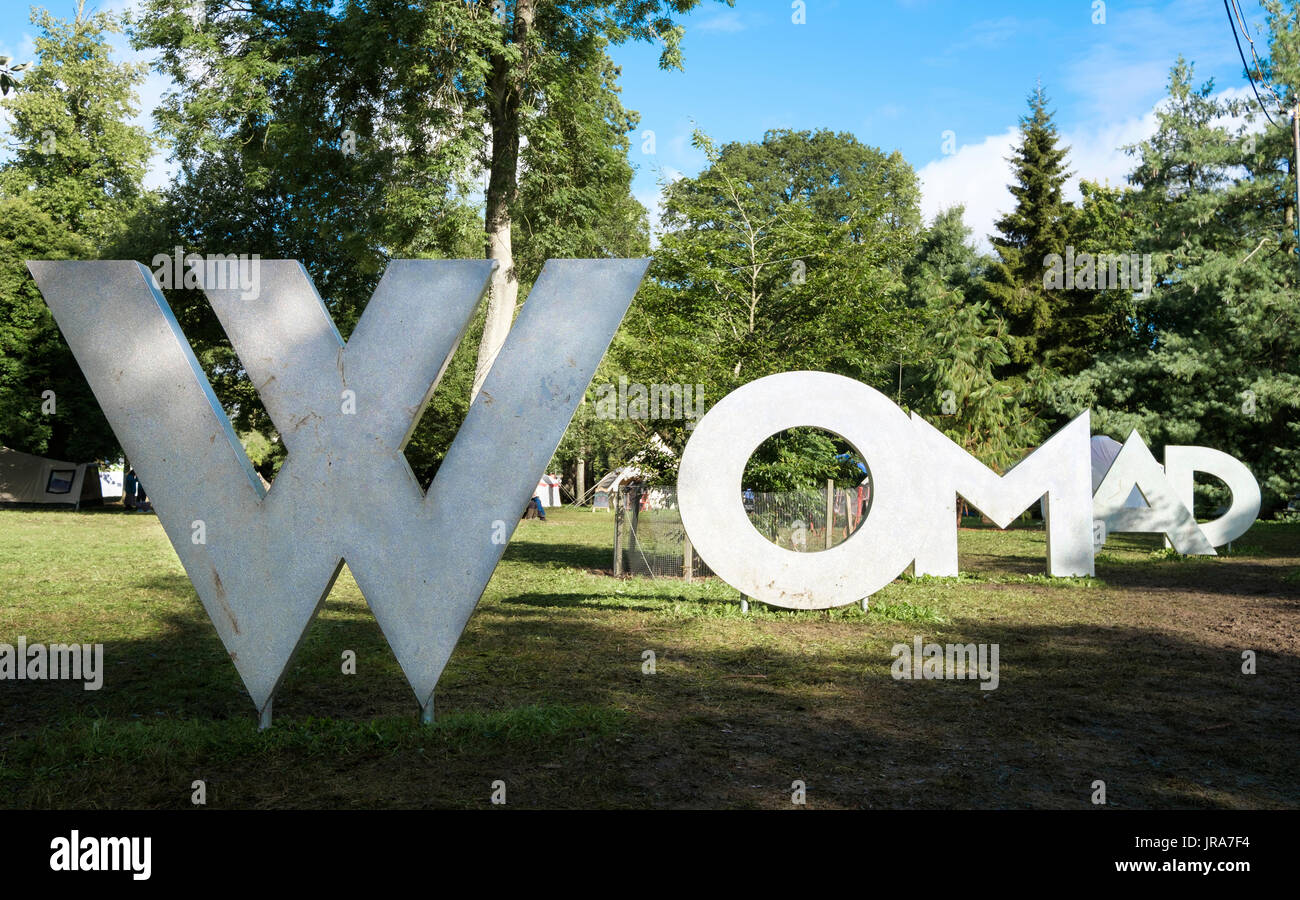 WOMAD segno, Womad Festival, Charlton Park di Malmesbury, Wiltshire, Inghilterra, luglio 30, 2017 Foto Stock