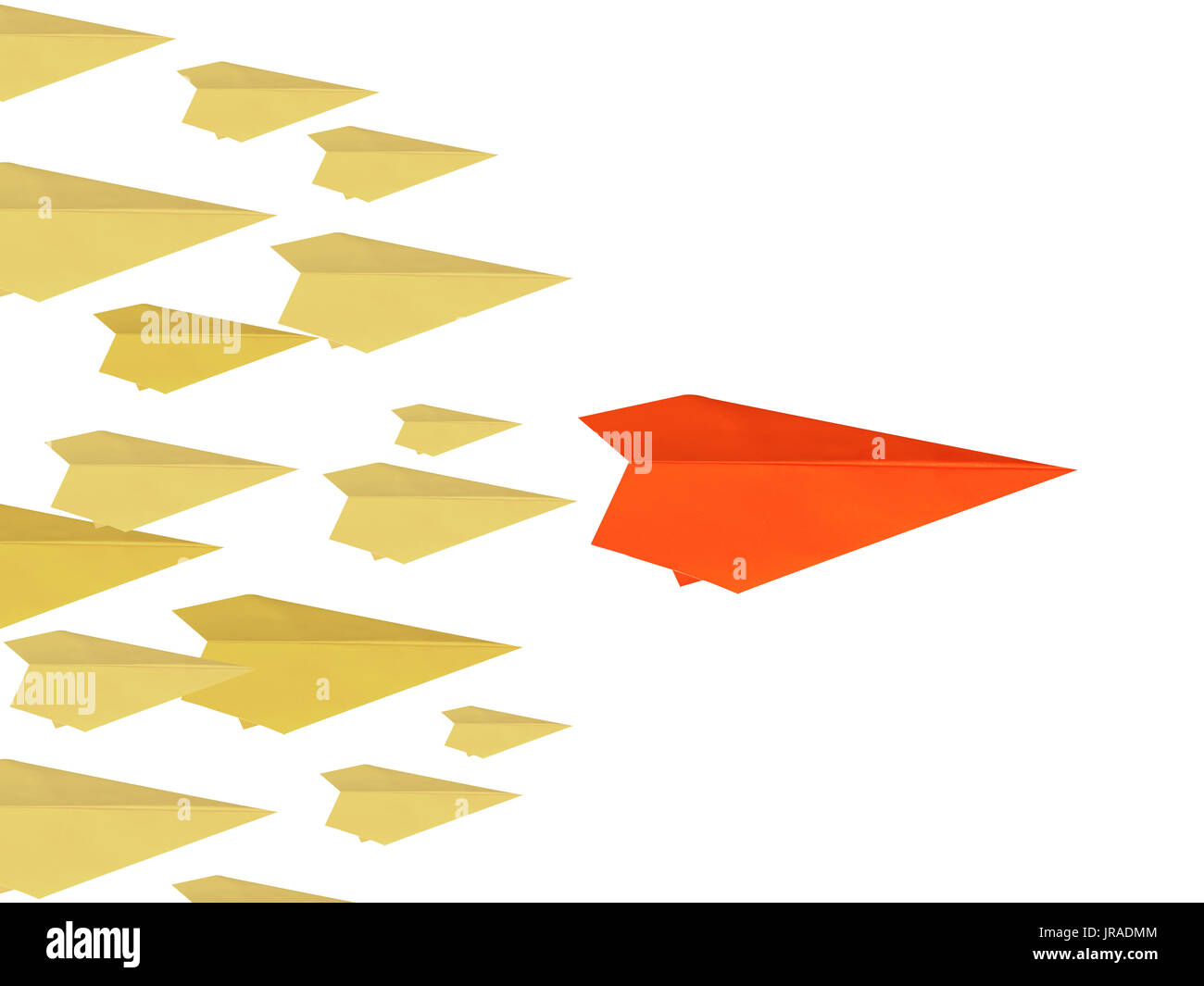 Il concetto di leadership con aeroplano di carta come un leader Foto Stock