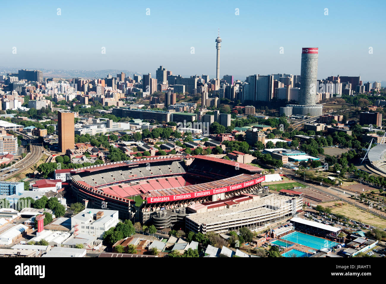 JOHANNESBURG, SUD AFRICA - 24 Settembre 2016: vista aerea di Johannesburg sullo skyline della città Foto Stock