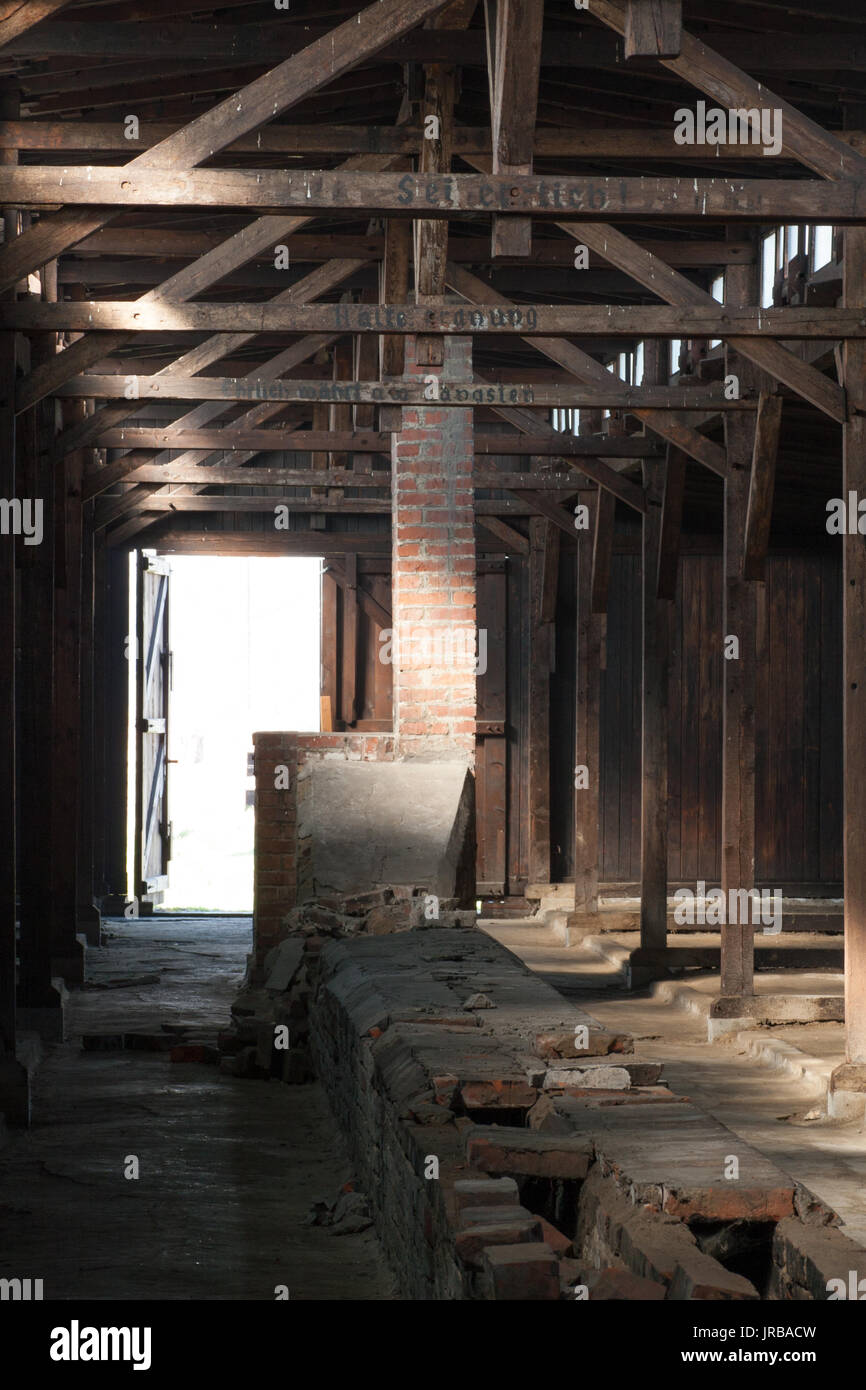 L'interno della caserma in Auschwitz Birkenau - l'ex campo di concentramento nazista. oswiecim brzezinka, Polonia Foto Stock