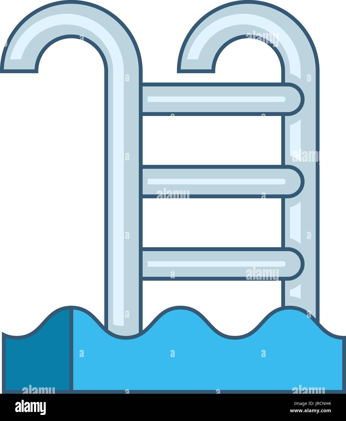 Piscina con scale icona, stile cartoon Illustrazione Vettoriale